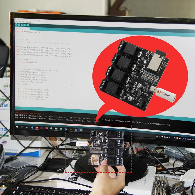 LILYGO® TTGO T-Relay ESP32 Wireless Module DC 5V 4 Groups Relay Development Board 4MB Flash WiFi Bluetooth Τηλεχειριστήριο
