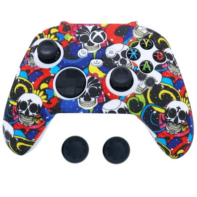 Pehme silikoonist libisemisvastane kukkumisvastane nahka kaitsev ümbris XBOX-seeria X/S kontrolleri tarvikute jaoks koos pöidlaga käepideme korgiga