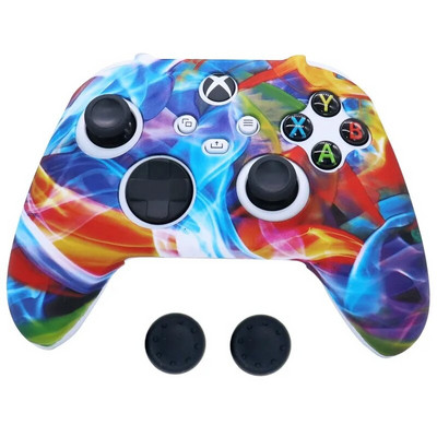 Pehme silikoonist libisemisvastane kukkumisvastane nahka kaitsev ümbris XBOX-seeria X/S kontrolleri tarvikute jaoks koos pöidlaga käepideme korgiga