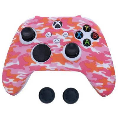 Pehme silikoonist libisemisvastane kukkumisvastane nahka kaitsev ümbris XBOX-seeria X/S kontrolleri tarvikute jaoks koos pöidlaga käepideme korgiga