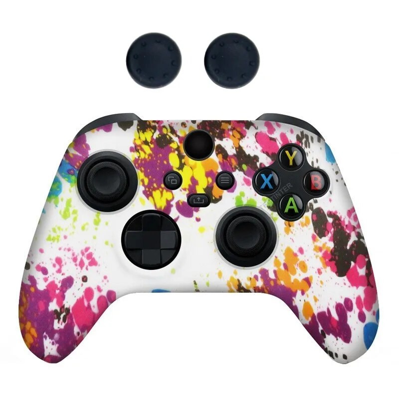 Pehme silikoonist libisemisvastane kukkumisvastane nahka kaitsev ümbris XBOX-seeria X/S kontrolleri tarvikute jaoks koos pöidlaga käepideme korgiga