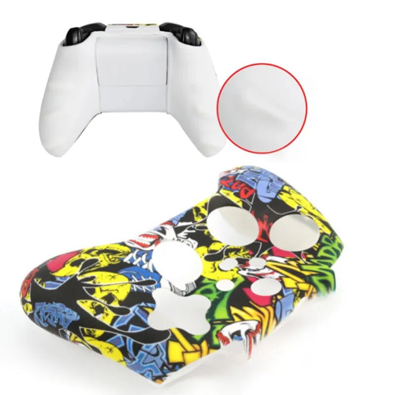 Pehme silikoonist libisemisvastane kukkumisvastane nahka kaitsev ümbris XBOX-seeria X/S kontrolleri tarvikute jaoks koos pöidlaga käepideme korgiga