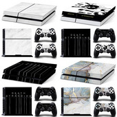 GAMEGENIXX ādas uzlīme marmora tekstūras vinila uzlīmes vāciņš, pilns komplekts PS4 konsolei un 2 kontrolieriem