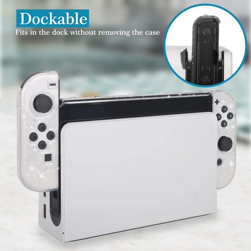 Διάφανη Clear Crystal Glitter Case for Switch Oled Game Console Protective Hard Shell Case Cover for Switch Oled Shell Skin