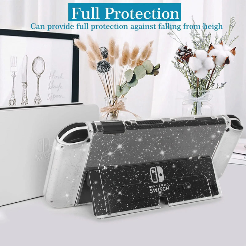 Διάφανη Clear Crystal Glitter Case for Switch Oled Game Console Protective Hard Shell Case Cover for Switch Oled Shell Skin
