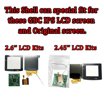 Висококачествен GBC корпус за цветен корпус на Gameboy със стъклен обектив на екрана, бутони, съвместими с IPS и оригинален екран
