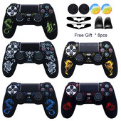 Laser Carving silikona mīkstais vadības futrālis PS4 kontroliera apvalkiem Gamepad Kursorsviras spēļu aksesuāru vāciņš Playstation 4
