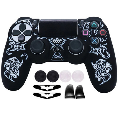 Laser Carving silikona mīkstais vadības futrālis PS4 kontroliera apvalkiem Gamepad Kursorsviras spēļu aksesuāru vāciņš Playstation 4