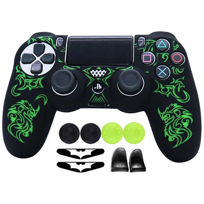 Laser Carving silikona mīkstais vadības futrālis PS4 kontroliera apvalkiem Gamepad Kursorsviras spēļu aksesuāru vāciņš Playstation 4