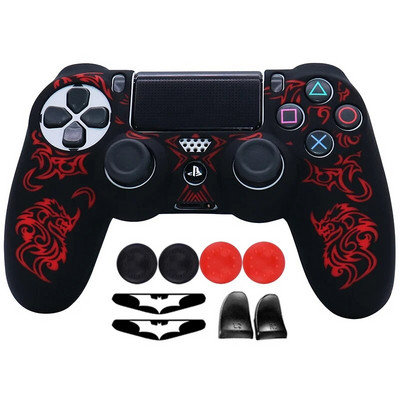 Laser Carving silikona mīkstais vadības futrālis PS4 kontroliera apvalkiem Gamepad Kursorsviras spēļu aksesuāru vāciņš Playstation 4