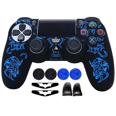 Laser Carving silikona mīkstais vadības futrālis PS4 kontroliera apvalkiem Gamepad Kursorsviras spēļu aksesuāru vāciņš Playstation 4