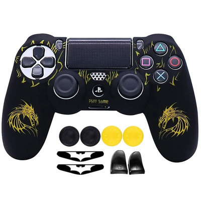 Laser Carving silikona mīkstais vadības futrālis PS4 kontroliera apvalkiem Gamepad Kursorsviras spēļu aksesuāru vāciņš Playstation 4