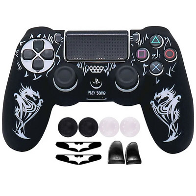 Laser Carving silikona mīkstais vadības futrālis PS4 kontroliera apvalkiem Gamepad Kursorsviras spēļu aksesuāru vāciņš Playstation 4