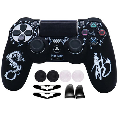 Laser Carving silikona mīkstais vadības futrālis PS4 kontroliera apvalkiem Gamepad Kursorsviras spēļu aksesuāru vāciņš Playstation 4