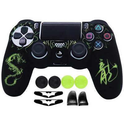 Laser Carving silikona mīkstais vadības futrālis PS4 kontroliera apvalkiem Gamepad Kursorsviras spēļu aksesuāru vāciņš Playstation 4