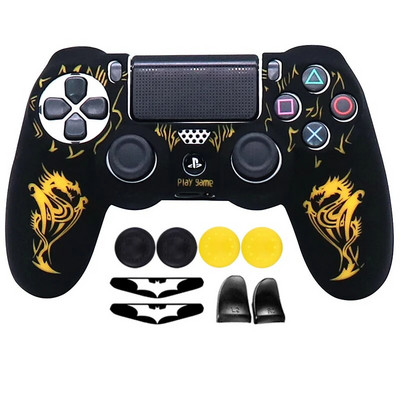 Laser Carving silikona mīkstais vadības futrālis PS4 kontroliera apvalkiem Gamepad Kursorsviras spēļu aksesuāru vāciņš Playstation 4