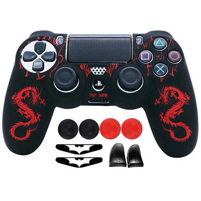 Laser Carving silikona mīkstais vadības futrālis PS4 kontroliera apvalkiem Gamepad Kursorsviras spēļu aksesuāru vāciņš Playstation 4