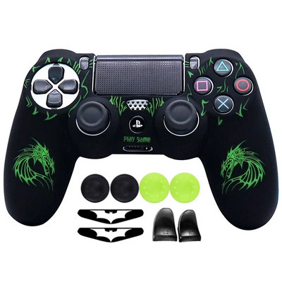 Laser Carving silikona mīkstais vadības futrālis PS4 kontroliera apvalkiem Gamepad Kursorsviras spēļu aksesuāru vāciņš Playstation 4