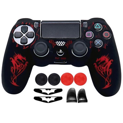 Laser Carving silikona mīkstais vadības futrālis PS4 kontroliera apvalkiem Gamepad Kursorsviras spēļu aksesuāru vāciņš Playstation 4