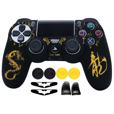 Laser Carving silikona mīkstais vadības futrālis PS4 kontroliera apvalkiem Gamepad Kursorsviras spēļu aksesuāru vāciņš Playstation 4