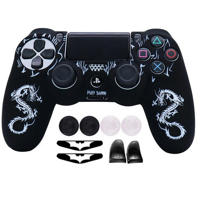 Laser Carving silikona mīkstais vadības futrālis PS4 kontroliera apvalkiem Gamepad Kursorsviras spēļu aksesuāru vāciņš Playstation 4