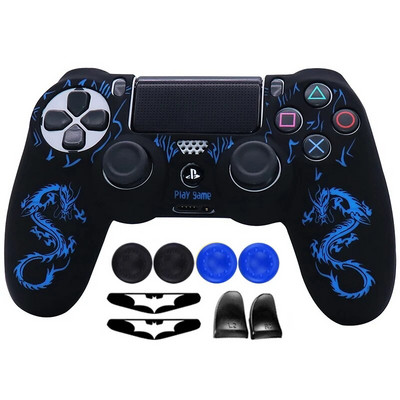 Laser Carving silikona mīkstais vadības futrālis PS4 kontroliera apvalkiem Gamepad Kursorsviras spēļu aksesuāru vāciņš Playstation 4