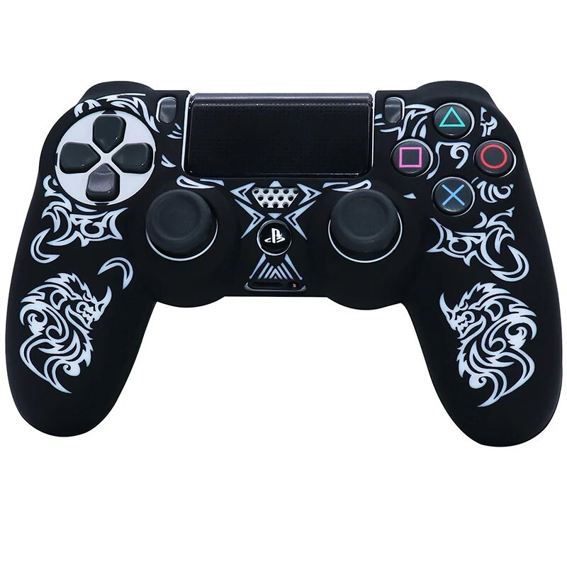 Laser Carving silikona mīkstais vadības futrālis PS4 kontroliera apvalkiem Gamepad Kursorsviras spēļu aksesuāru vāciņš Playstation 4