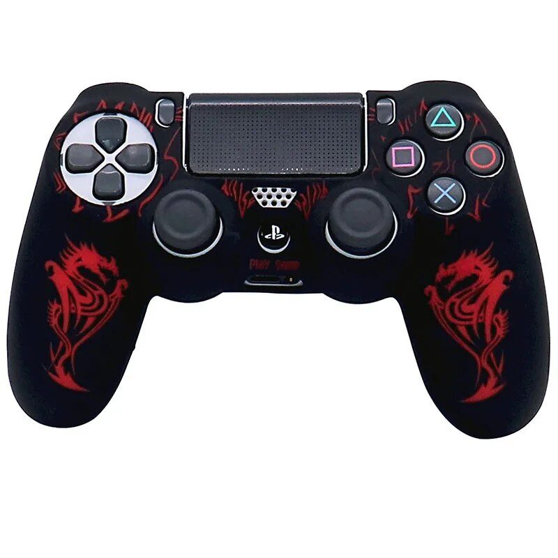 Laser Carving silikona mīkstais vadības futrālis PS4 kontroliera apvalkiem Gamepad Kursorsviras spēļu aksesuāru vāciņš Playstation 4