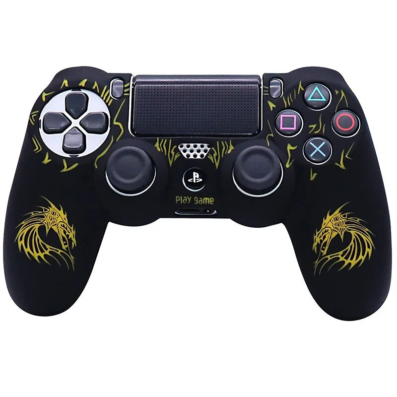 Laser Carving silikona mīkstais vadības futrālis PS4 kontroliera apvalkiem Gamepad Kursorsviras spēļu aksesuāru vāciņš Playstation 4
