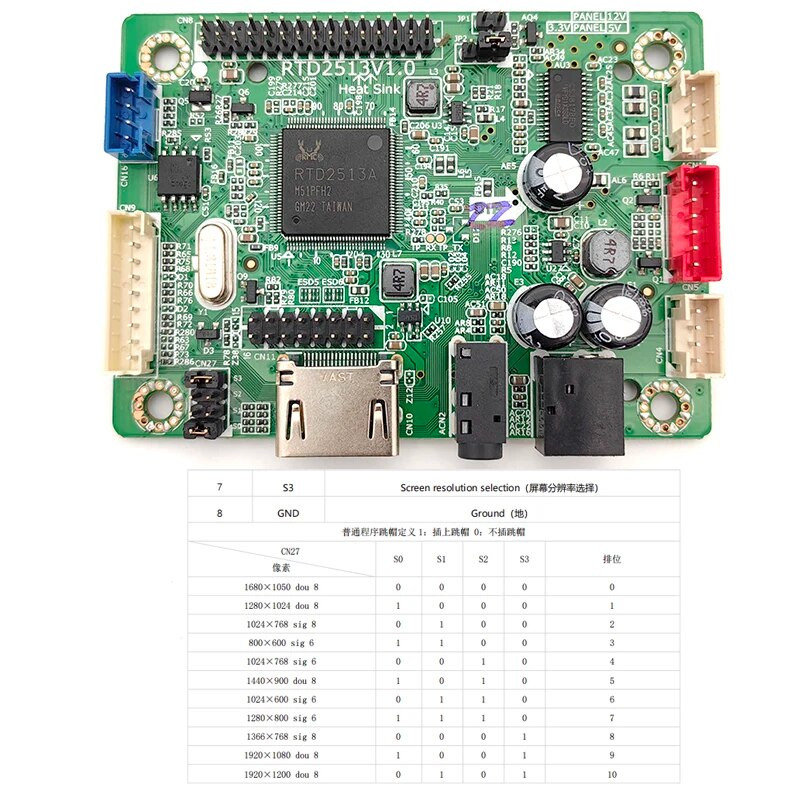 Jauna bezprogrammas RTD2513V1.0 LCD biznesa displeja rūpnieciskās vadības mātesplate HDMI ieeja LVDS izvadei HD draivera plate