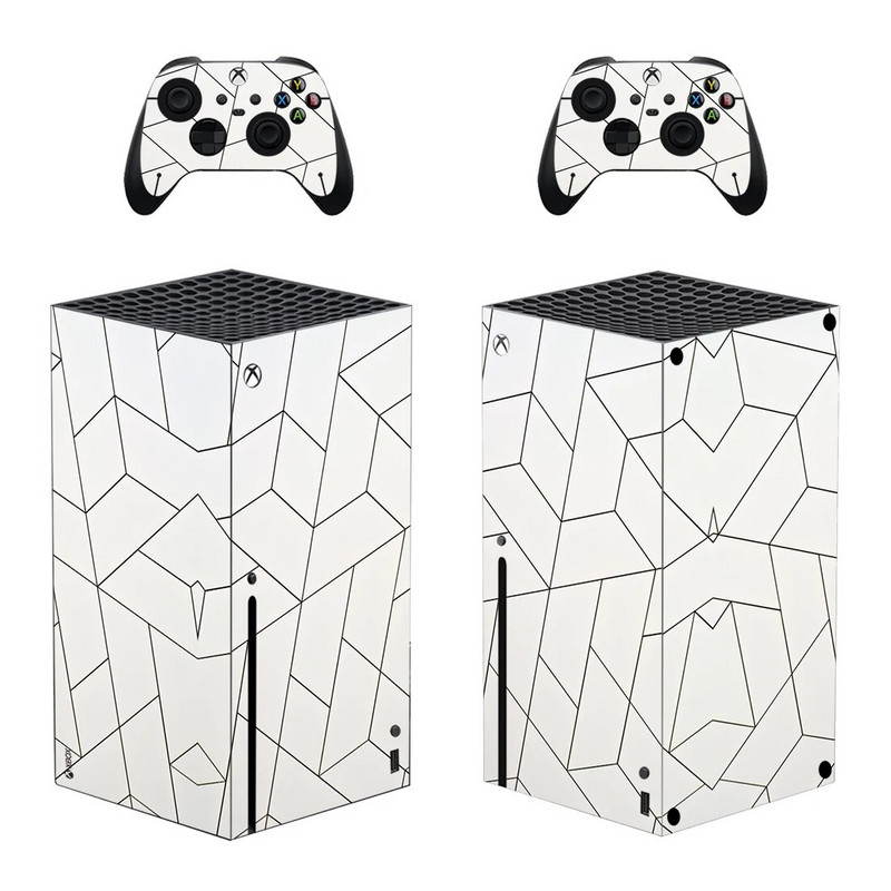 Λευκό στυλ Xbox Series X Skin αυτοκόλλητο για κονσόλα & 2 χειριστήρια Decal Vinyl Protective Skins Style 1