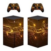 Circuit Black Gold Style Xbox Series X ādas uzlīme konsolei un 2 kontrolieriem Vinila aizsargapvalki, 1. stila uzlīme