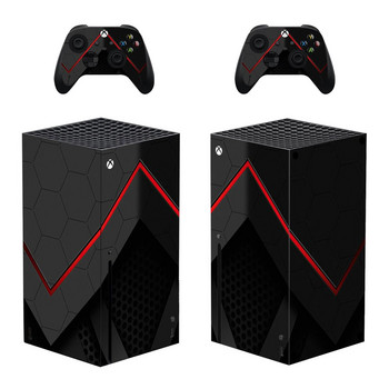 Геометричен червен стил Стикер за кожа на Xbox Series X за конзола и 2 контролера Декал Винилови защитни кожи Стил 1