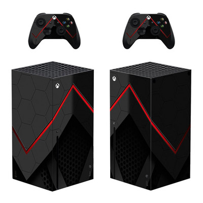 Геометричен червен стил Стикер за кожа на Xbox Series X за конзола и 2 контролера Декал Винилови защитни кожи Стил 1