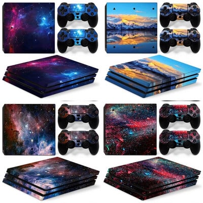 GAMEGENIXX Skin Sticker Nebula Design Protective Vinyl Wrap Cover Пълен комплект за конзола PS4 Pro и 2 контролера