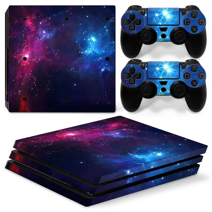 GAMEGENIXX Skin Sticker Nebula Design kaitsev vinüülist ümbriskatte täiskomplekt PS4 Pro konsooli ja 2 kontrolleri jaoks