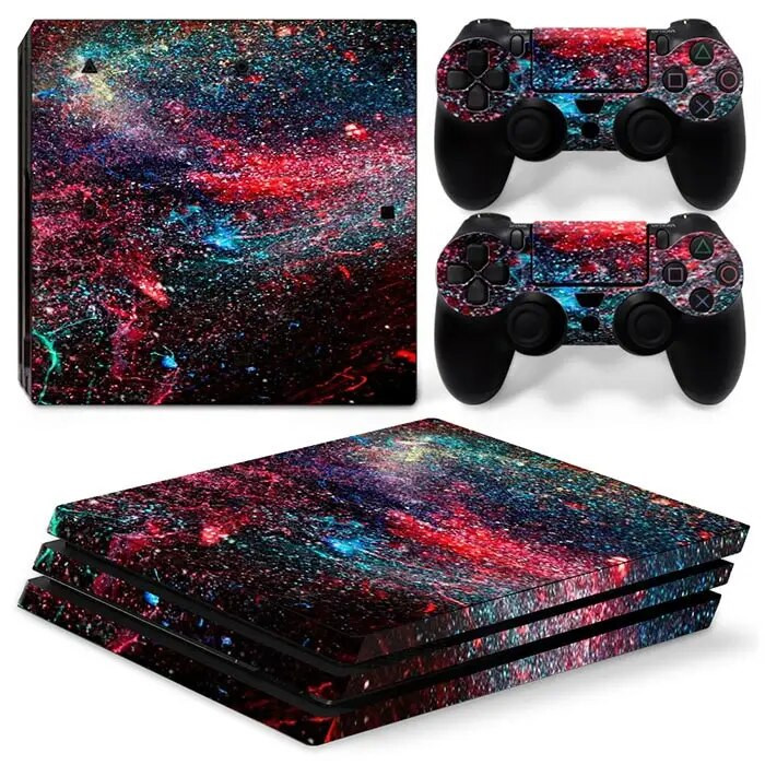 GAMEGENIXX Skin Sticker Nebula Design kaitsev vinüülist ümbriskatte täiskomplekt PS4 Pro konsooli ja 2 kontrolleri jaoks
