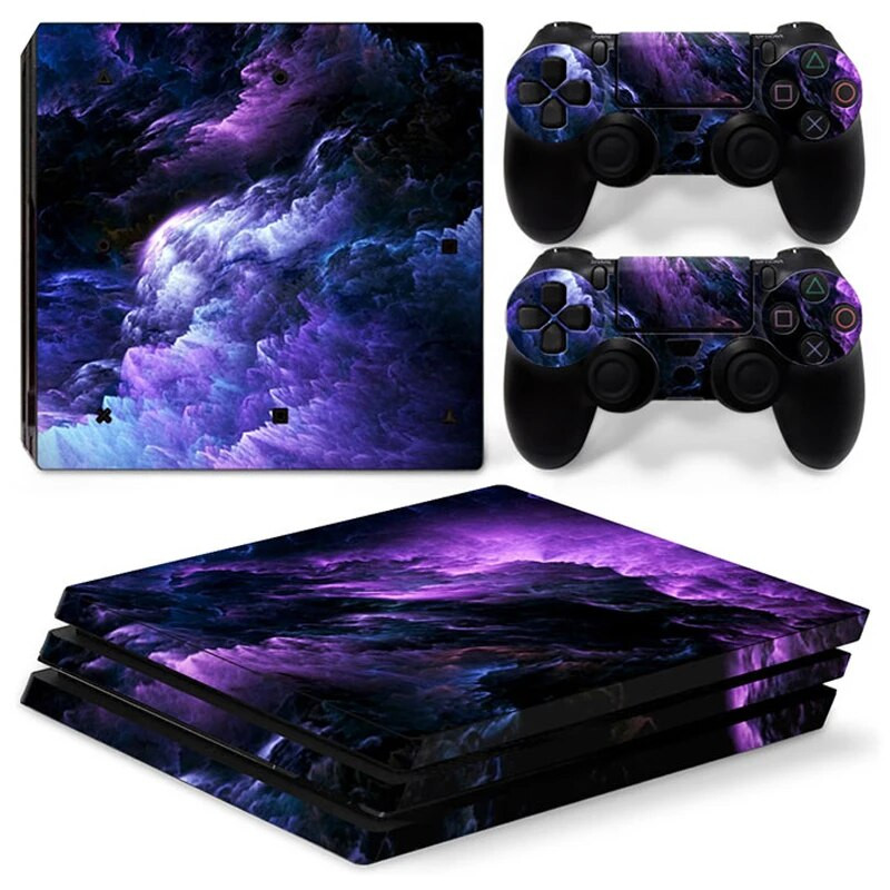 GAMEGENIXX Skin Sticker Nebula Design kaitsev vinüülist ümbriskatte täiskomplekt PS4 Pro konsooli ja 2 kontrolleri jaoks