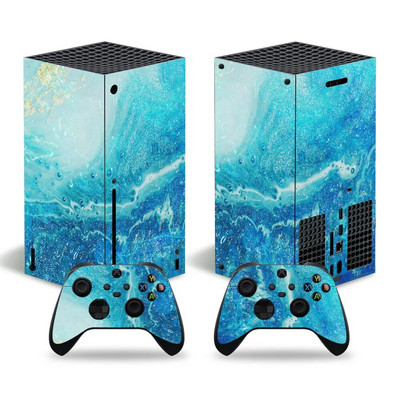 Skin Sticker Marble Texture Cover Wrap Vinyl Full Set Συμβατό με κονσόλα X-box Series X και 2 χειριστήρια