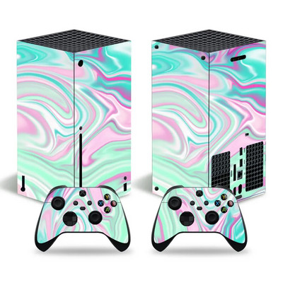 Skin Sticker Marble Texture Cover Wrap Vinyl Full Set Συμβατό με κονσόλα X-box Series X και 2 χειριστήρια