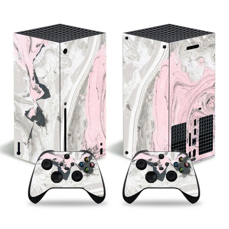 Naljepnica za kožu Mramorna tekstura Vinilni omot Cijeli set kompatibilan s X-box Series X konzolom i 2 kontrolera