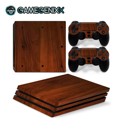 GAMEGENIXX Skin Sticker Wood Grain Προστατευτικό κάλυμμα αυτοκόλλητων βινυλίου για κονσόλα PS4 Pro και 2 χειριστήρια