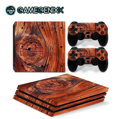 GAMEGENIXX Skin Sticker Wood Grain Προστατευτικό κάλυμμα αυτοκόλλητων βινυλίου για κονσόλα PS4 Pro και 2 χειριστήρια
