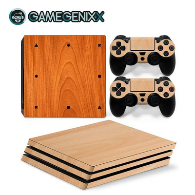 GAMEGENIXX Skin Sticker Wood Grain Προστατευτικό κάλυμμα αυτοκόλλητων βινυλίου για κονσόλα PS4 Pro και 2 χειριστήρια