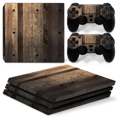 GAMEGENIXX Skin Sticker Wood Grain Προστατευτικό κάλυμμα αυτοκόλλητων βινυλίου για κονσόλα PS4 Pro και 2 χειριστήρια