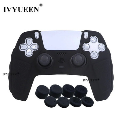IVYUEEN īpaši biezs silikona futrālis Playstation 5 PS5 kontrolierim, aizsargājošs ādu un īkšķu rokturi DualSense Mixcolor vāciņam