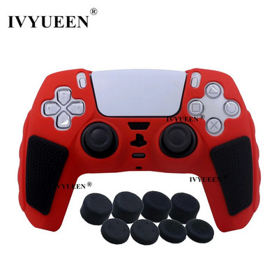 IVYUEEN īpaši biezs silikona futrālis Playstation 5 PS5 kontrolierim, aizsargājošs ādu un īkšķu rokturi DualSense Mixcolor vāciņam