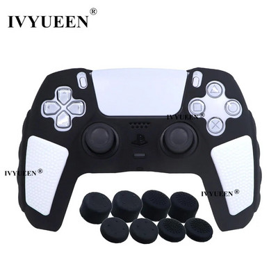 IVYUEEN īpaši biezs silikona futrālis Playstation 5 PS5 kontrolierim, aizsargājošs ādu un īkšķu rokturi DualSense Mixcolor vāciņam