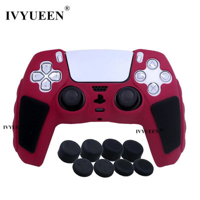 IVYUEEN īpaši biezs silikona futrālis Playstation 5 PS5 kontrolierim, aizsargājošs ādu un īkšķu rokturi DualSense Mixcolor vāciņam