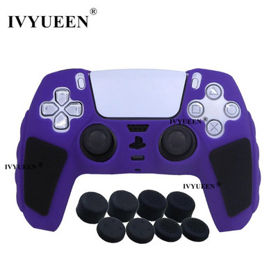 IVYUEEN īpaši biezs silikona futrālis Playstation 5 PS5 kontrolierim, aizsargājošs ādu un īkšķu rokturi DualSense Mixcolor vāciņam